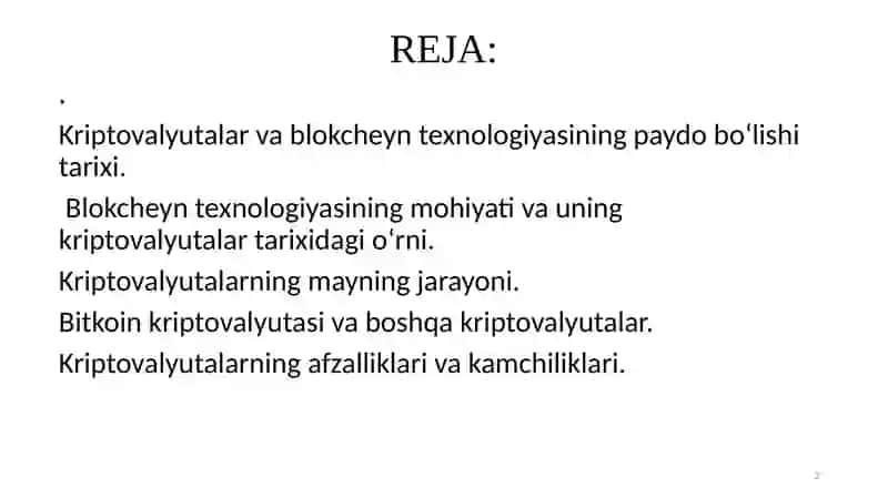 Kriptovalyutalar va Blokcheyn Texnologiyasi 2