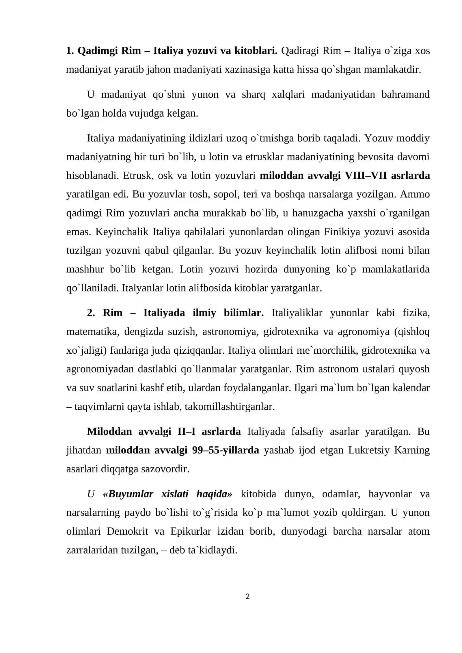 Qadimgi Rimda fan 2