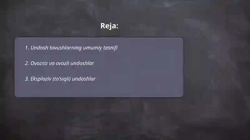 Undosh tovuwlar tasnifi 2