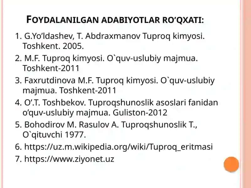 TUPROQNING KOLLOIDLARI. TUROQNING SINGDIRISH QOBILIYATI 2