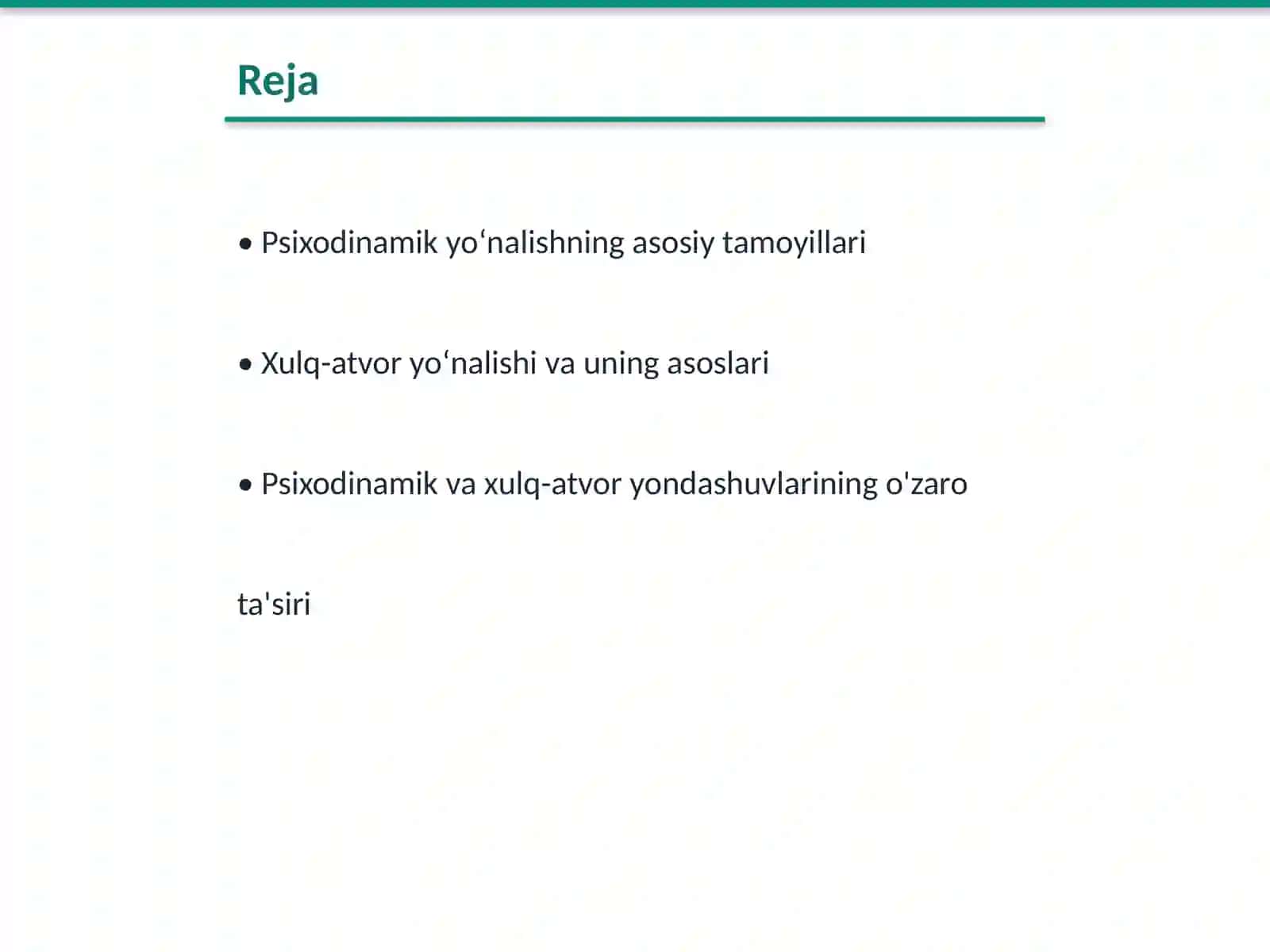 Psixodinamik yoʻnalish 2