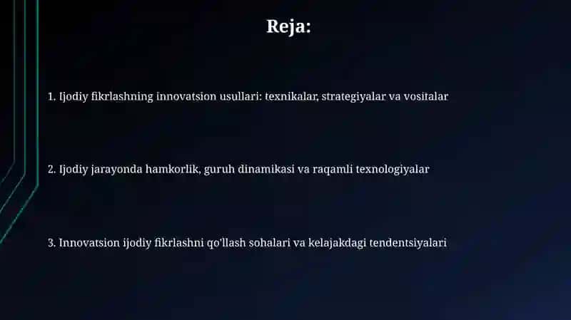 KREATIV FIKRLASHDA INNOVATSION YONDASHUVLAR 2
