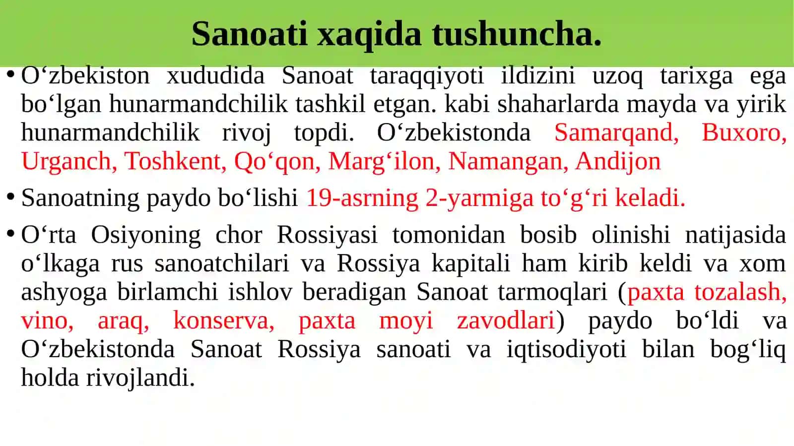 Jahon sanoating boshqa tarmoqlari 2