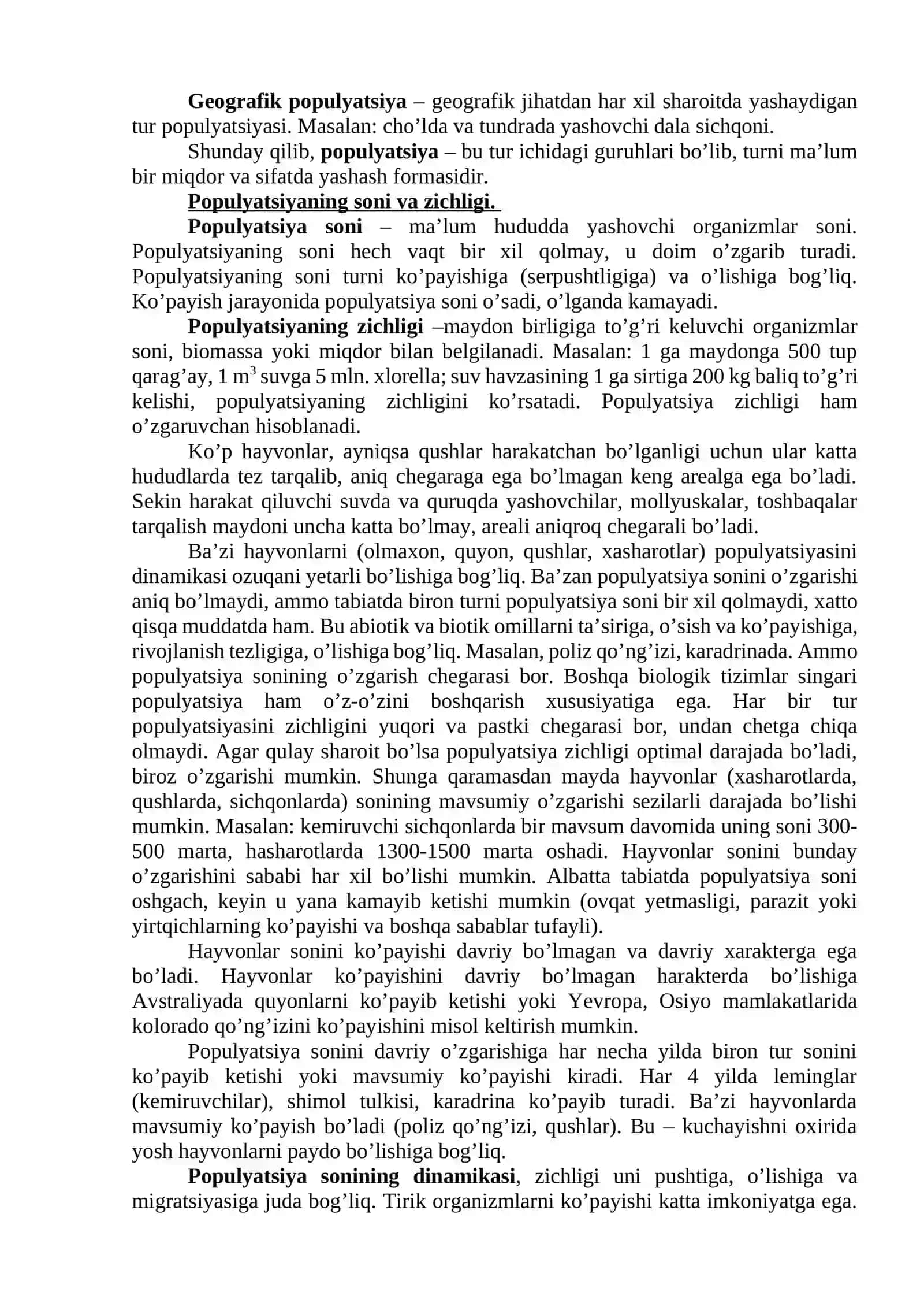 Populyatsiyalar ekologiyasi 2