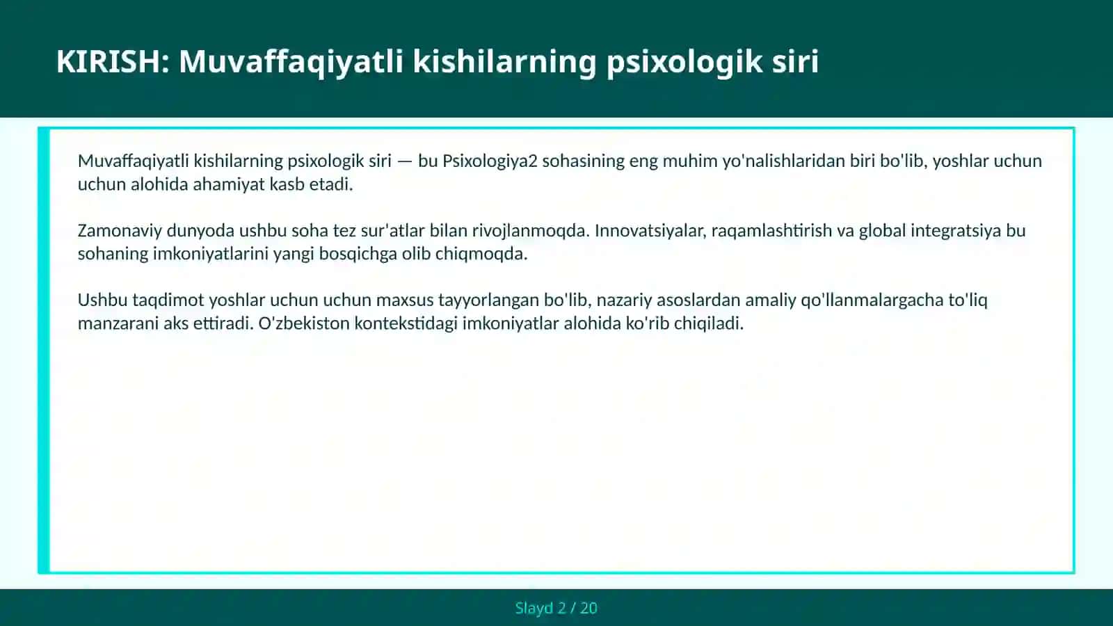 Muvaffaqiyatli kishilarning psixologik siri 2