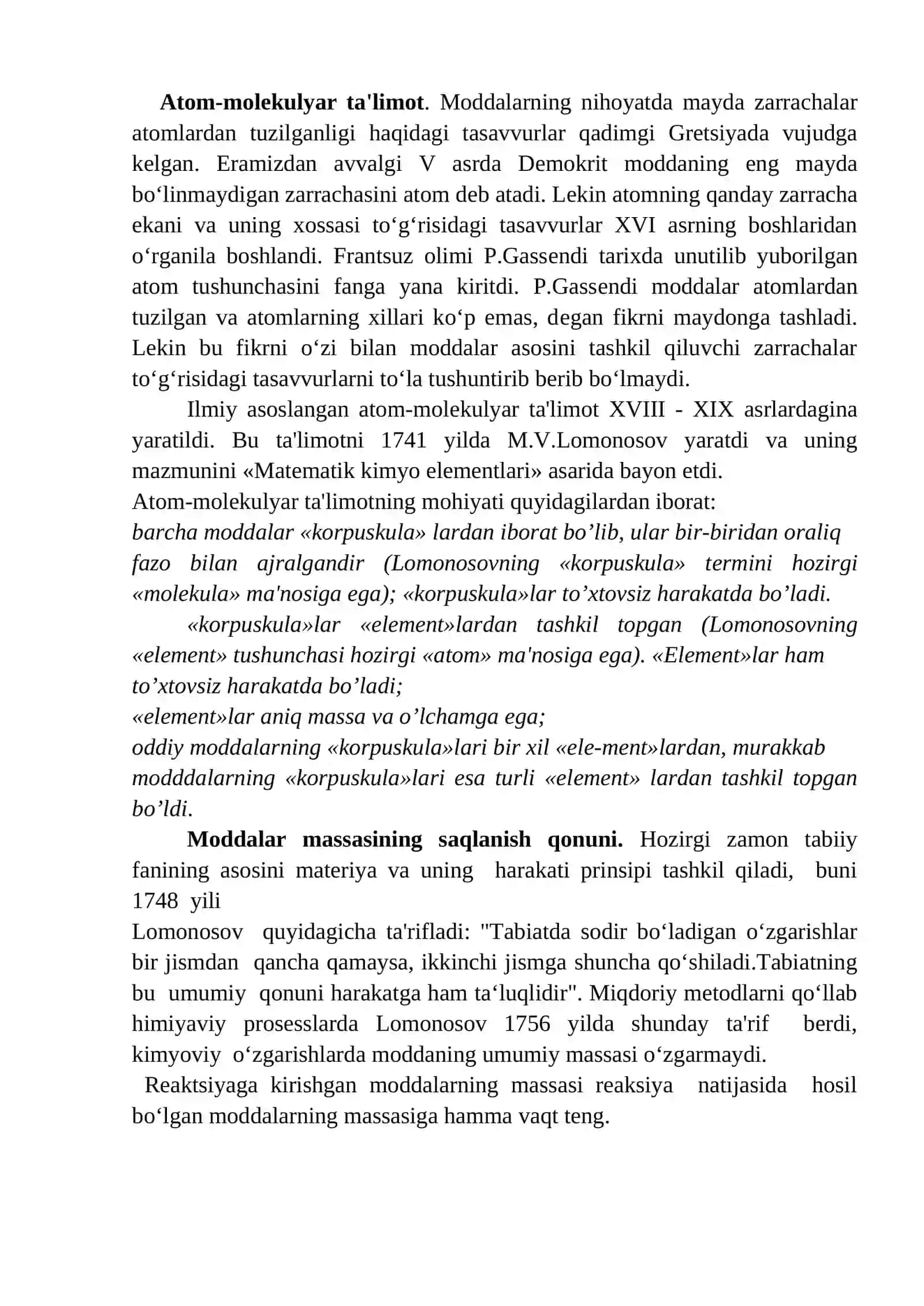 Kimyoviy asosiy tushuncha va qonunlari 2