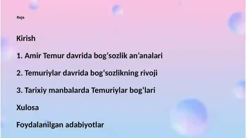 Amir Temur va Temuriylar davri bog'lar va ularning manbalari 2