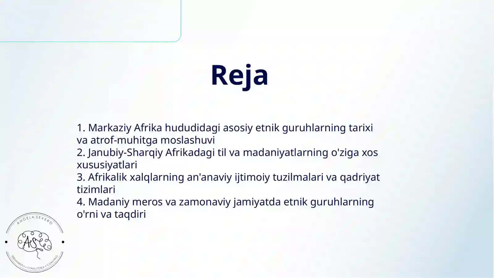 MARKAZIY VA JANUBIY- SHARQIY AFRIKA XALQLARI ETNALOGIYASI 2