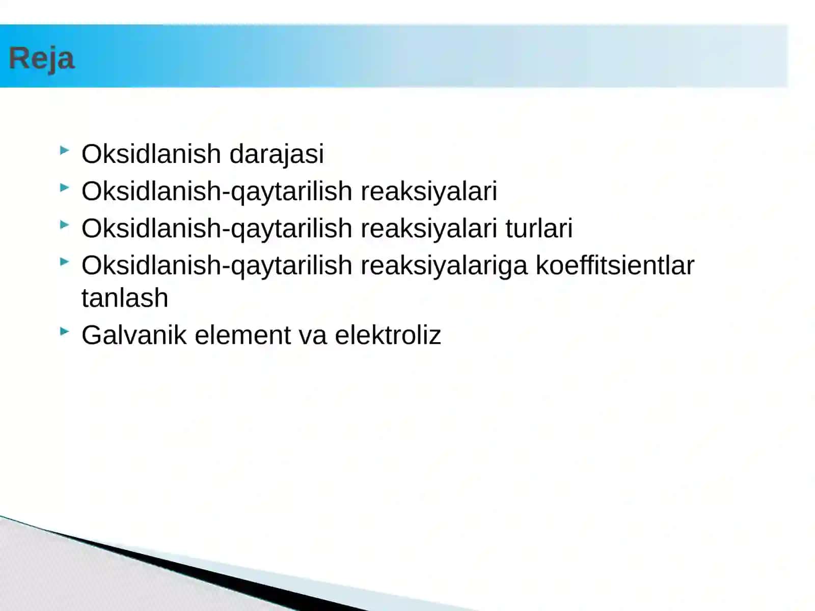 Oksidlanish-qaytarilish reaksiyalari 2