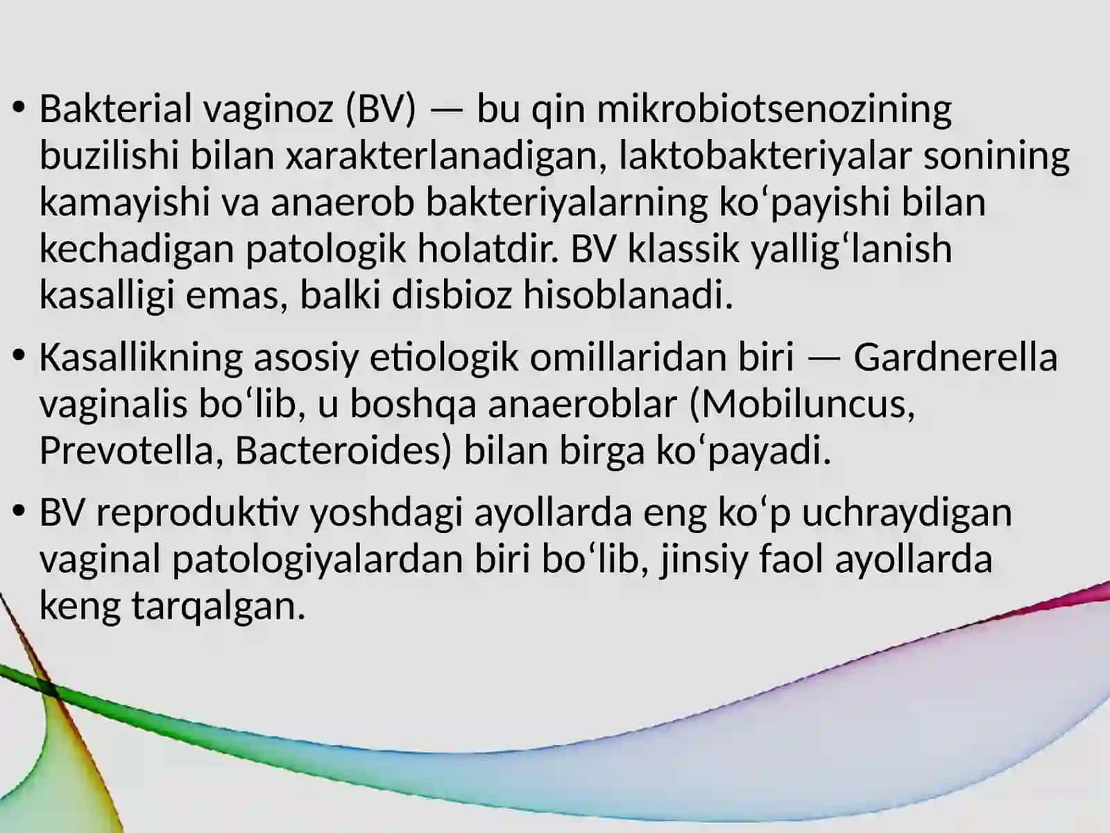 Bakterial vaginoz. Mikoplazmoz, ureaplazmoz 2