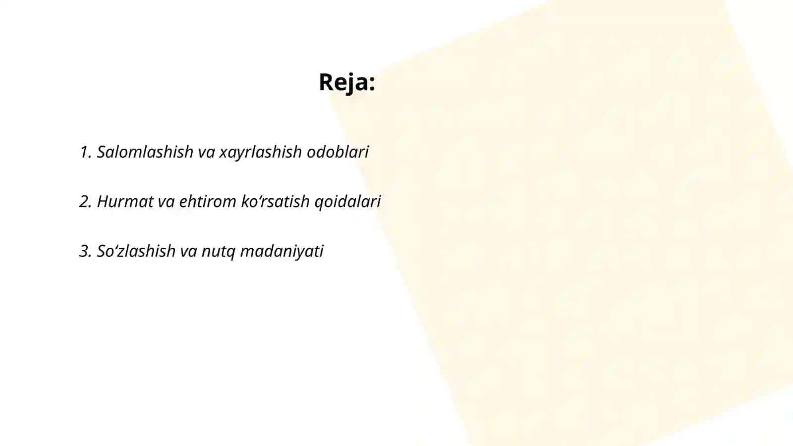 Muomila uchun zarur odoblar 2