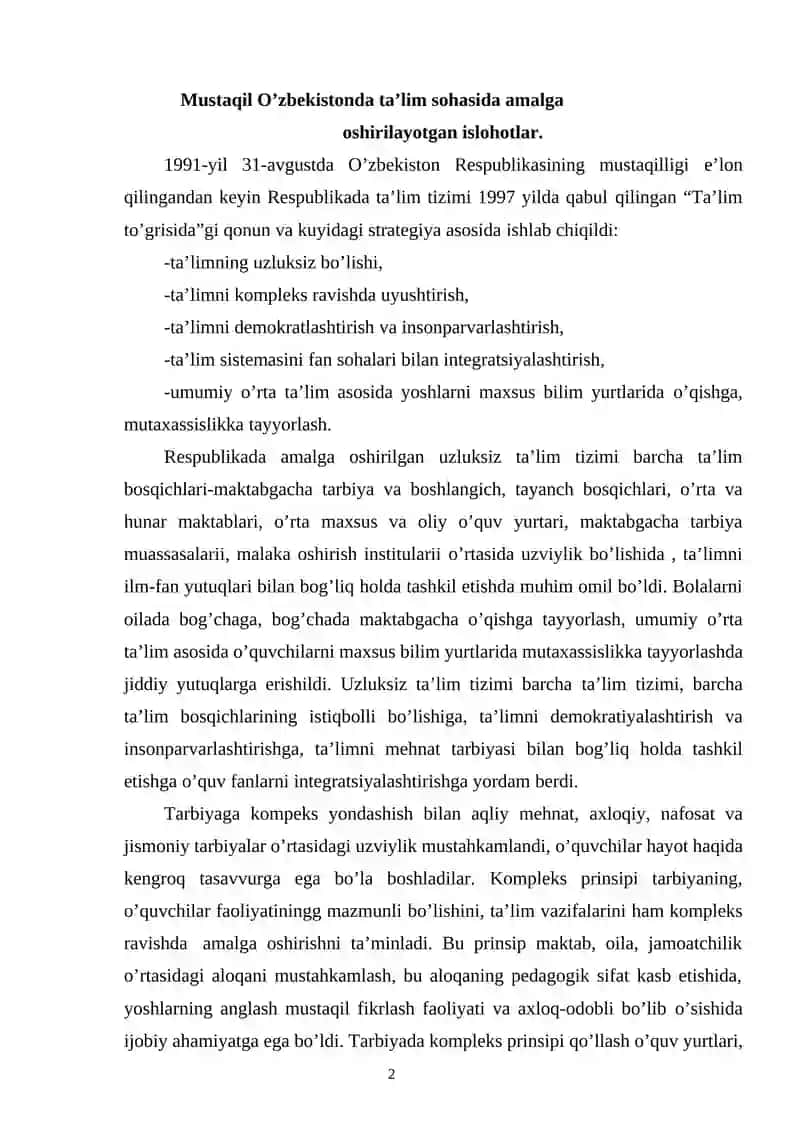 Mustaqillikka erishgandan keyingi davrdagi maktab ta’limi 2