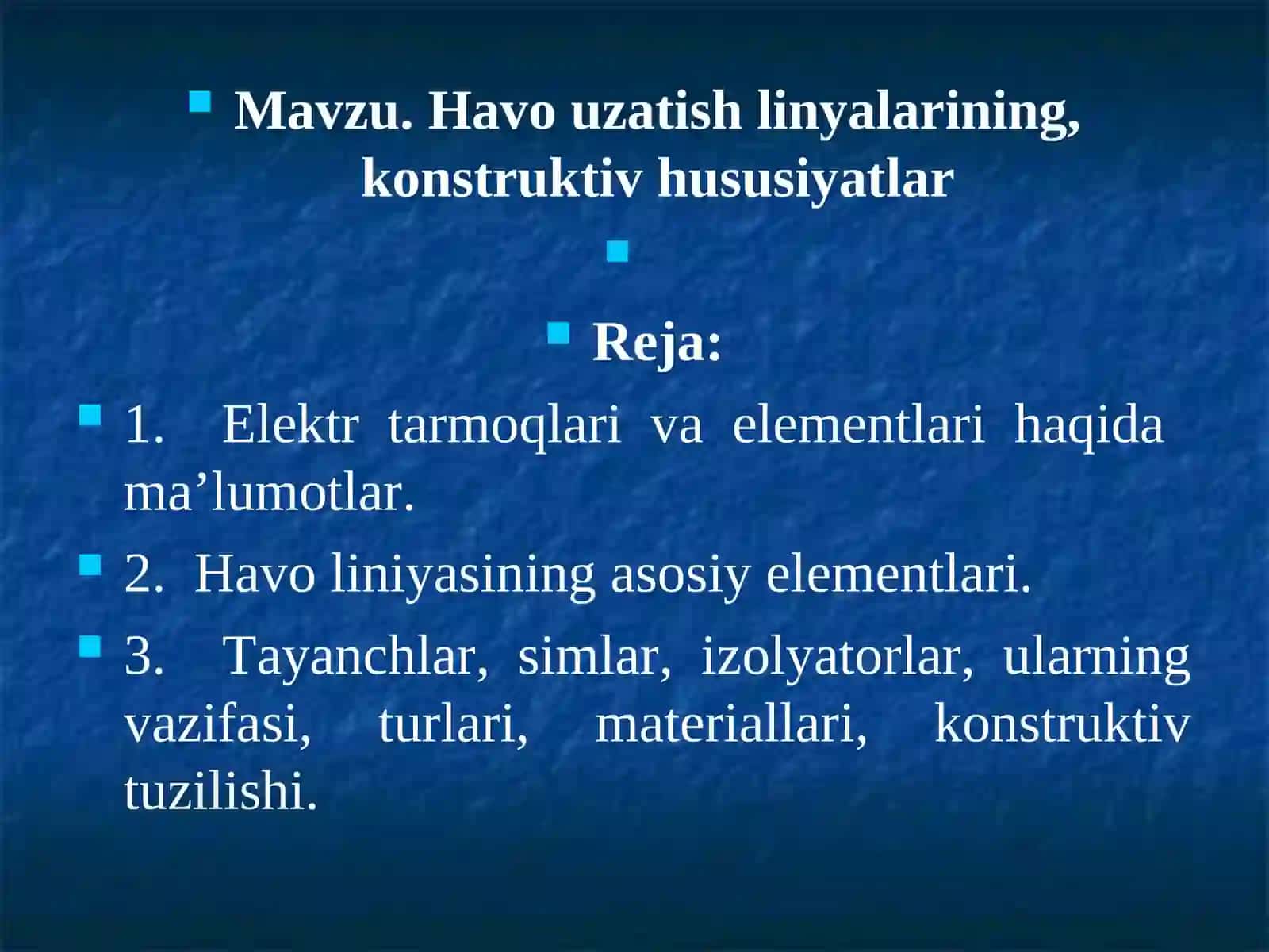Elektr energiyani ishlab chiqarish uzatish va taqsimlash 2