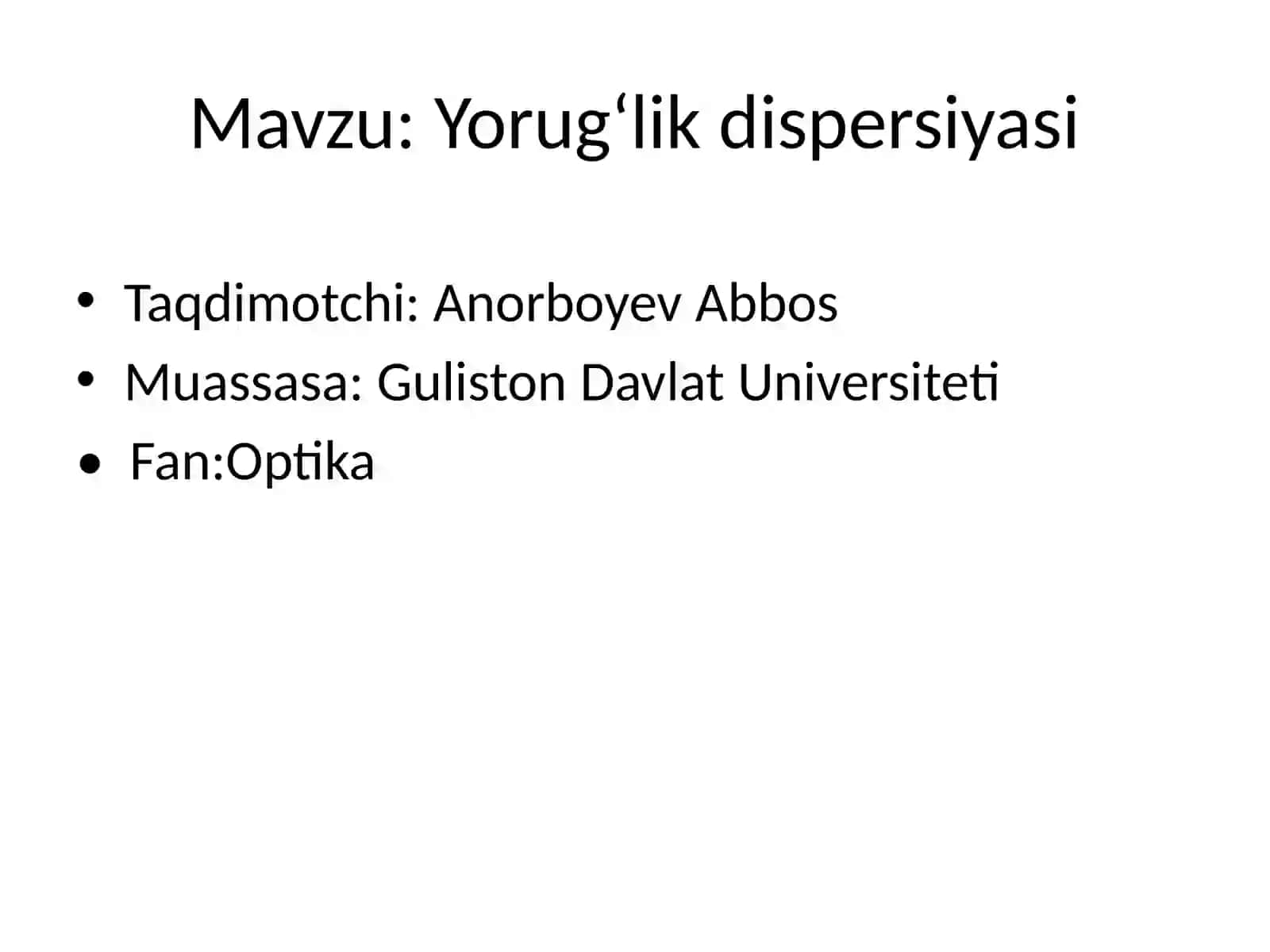 Yorugʻlik dispersiyasi 2