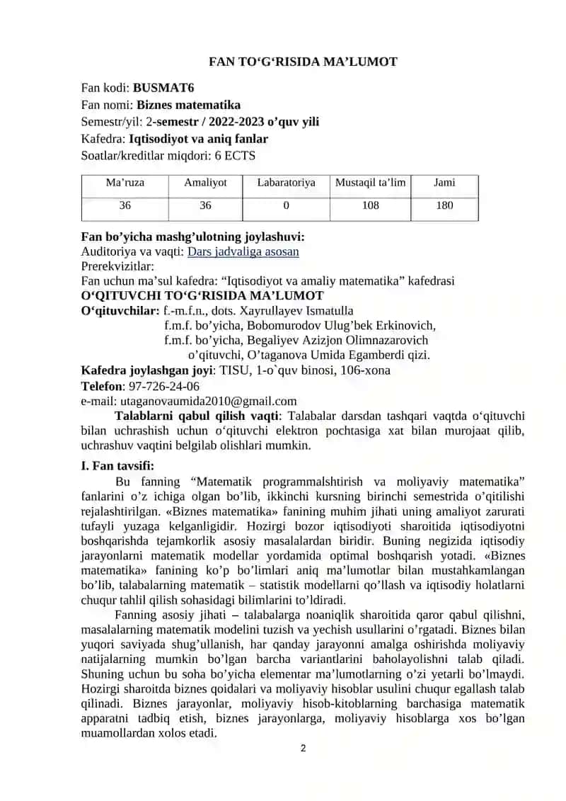 Biznes matematika 2