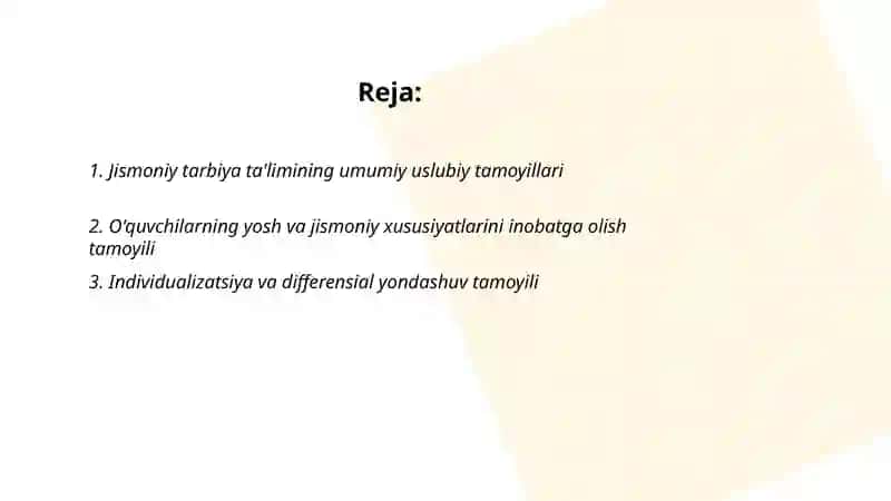 Jismoniy tarbiya ta'limining uslubiy tamoyillari 2