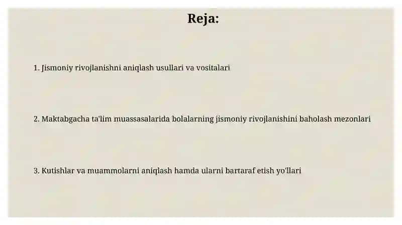 Jismoniy rivojlanishni tekshirish 2