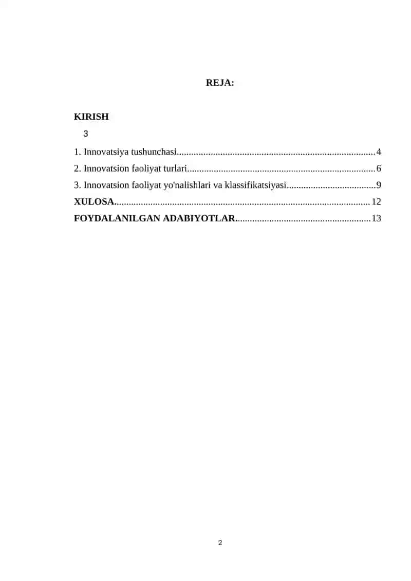 Innovatsiya va innovatsion faoliyat 2