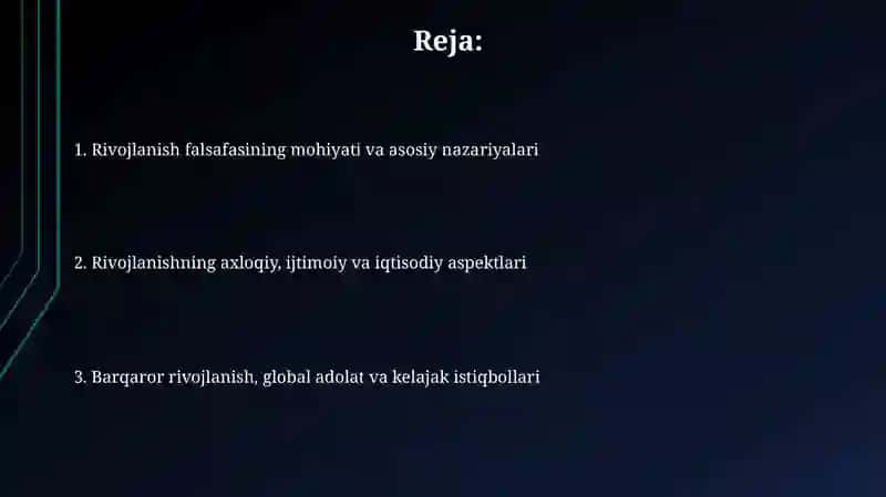 Rivojlanish falsafasi 2