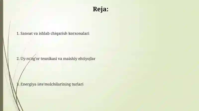 Energiya iste'molchilarining turlari 2