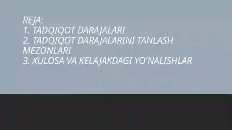 Tadqiqot Darajalari 2