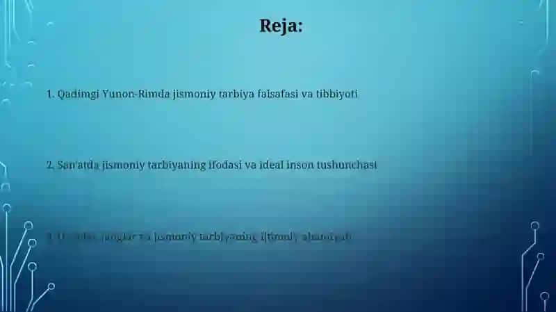 Qadimgi yunon-rum falsafasi,tibbiyoti va san'atida jismoniy tarbiya masalalari 2