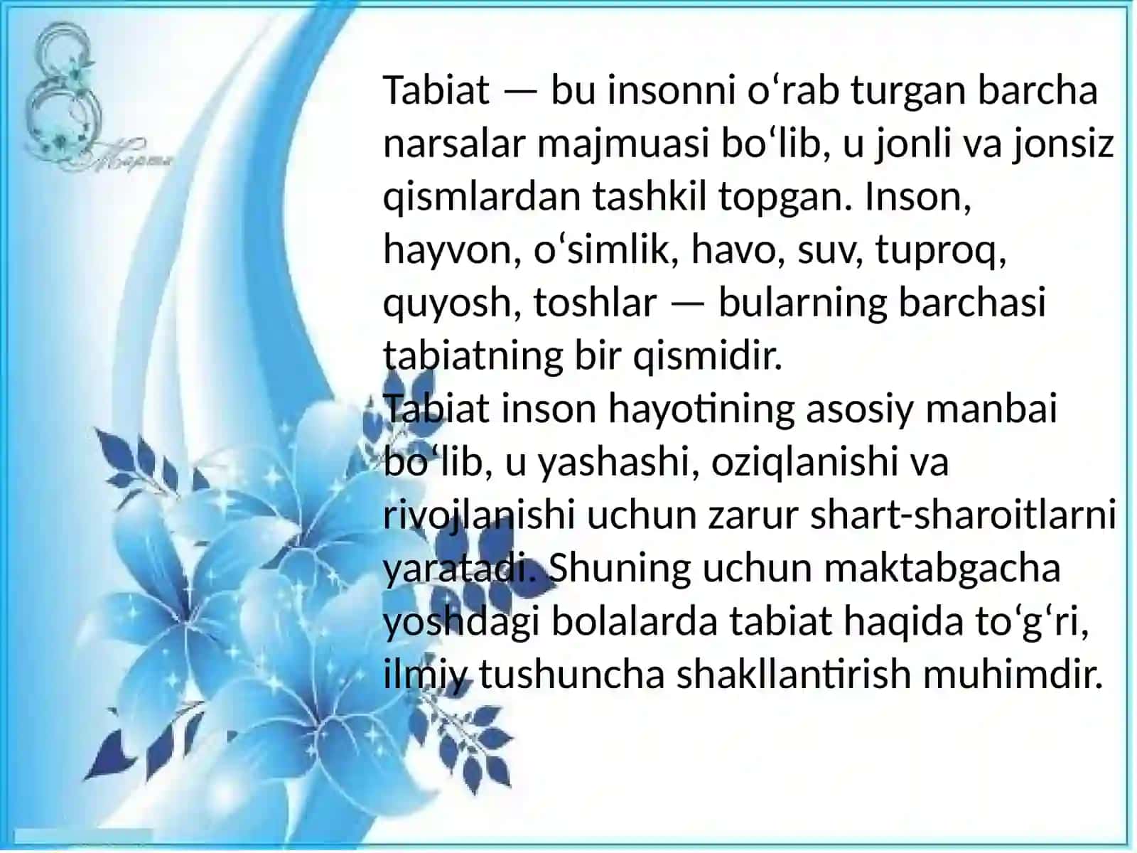 Jonli va jonsiz tabiat haqida tushuncha 2