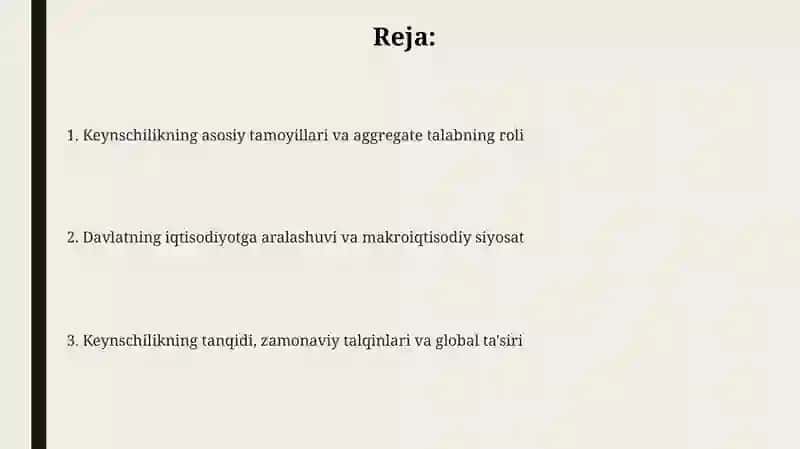 Jon Meynard Keyns iqtisodiy ta'limoti 2