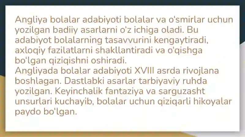 Angliya bolalar adabiyoti 2