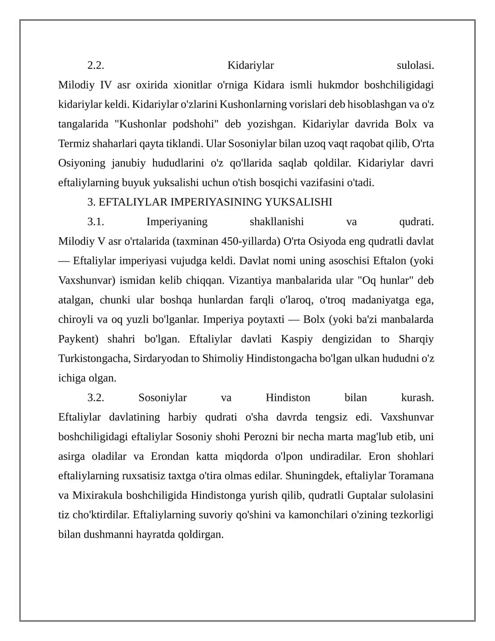 O‘RTA OSIYODA ILK O‘RTA ASR DAVLATCHILIGI: XIONITLAR, KIDARIYLAR VA EFTALIYLAR IMPERIYASI 2