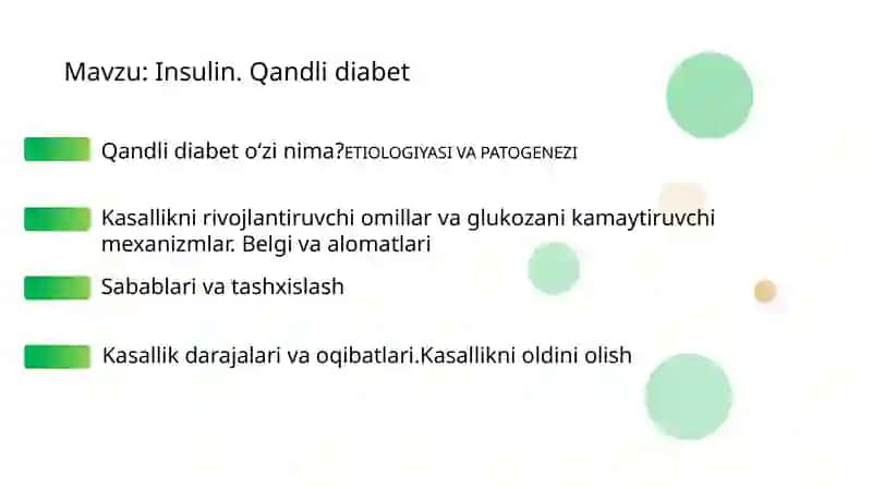 Insulin. Qandli diabet 2
