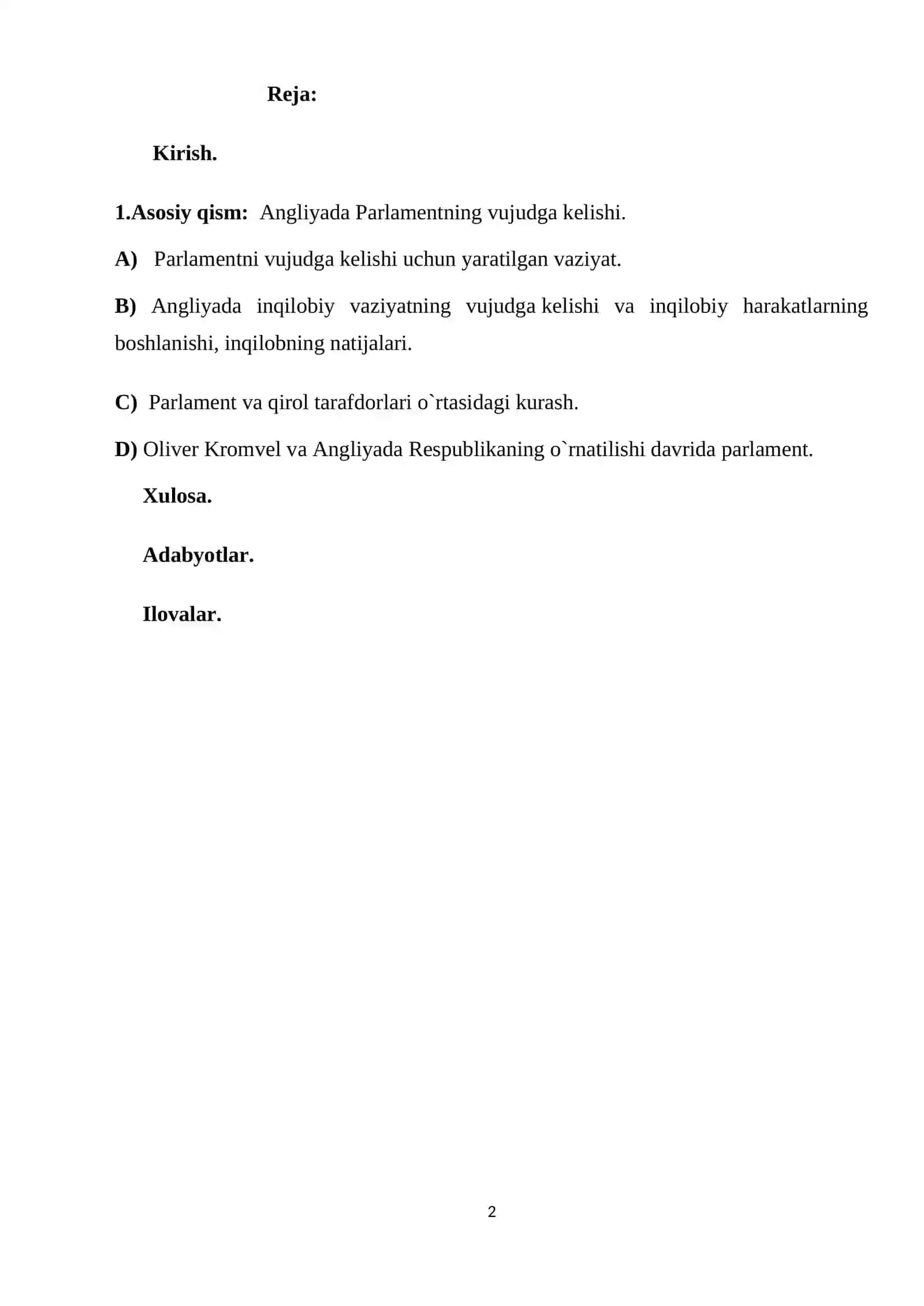 ANGLIYADA PARLAMENTNING VUJUDGA KELISHI 2