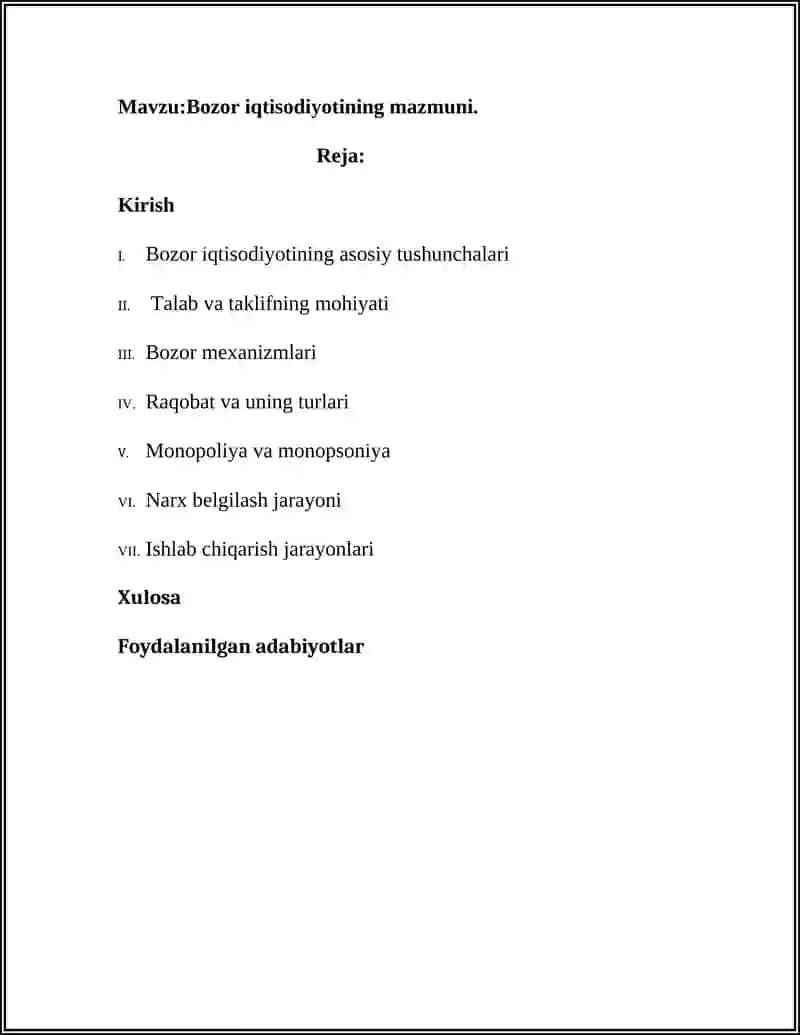BOZOR IQTISODIYOTINING MAZMUNI 2