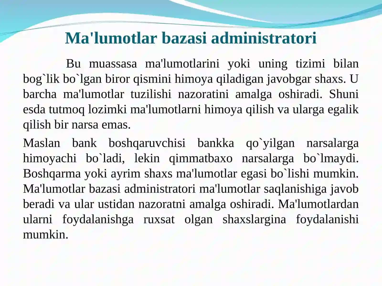 Ma'lumotlar bazasi administratori 2