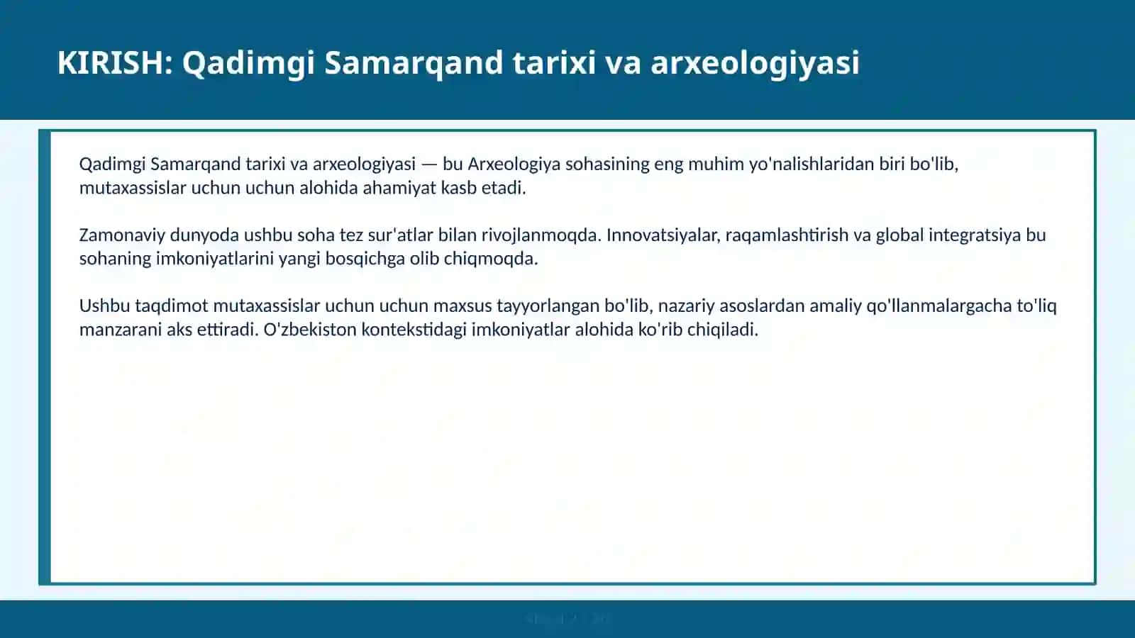 QADIMGI SAMARQAND TARIXI VA ARXEOLOGIYASI 2