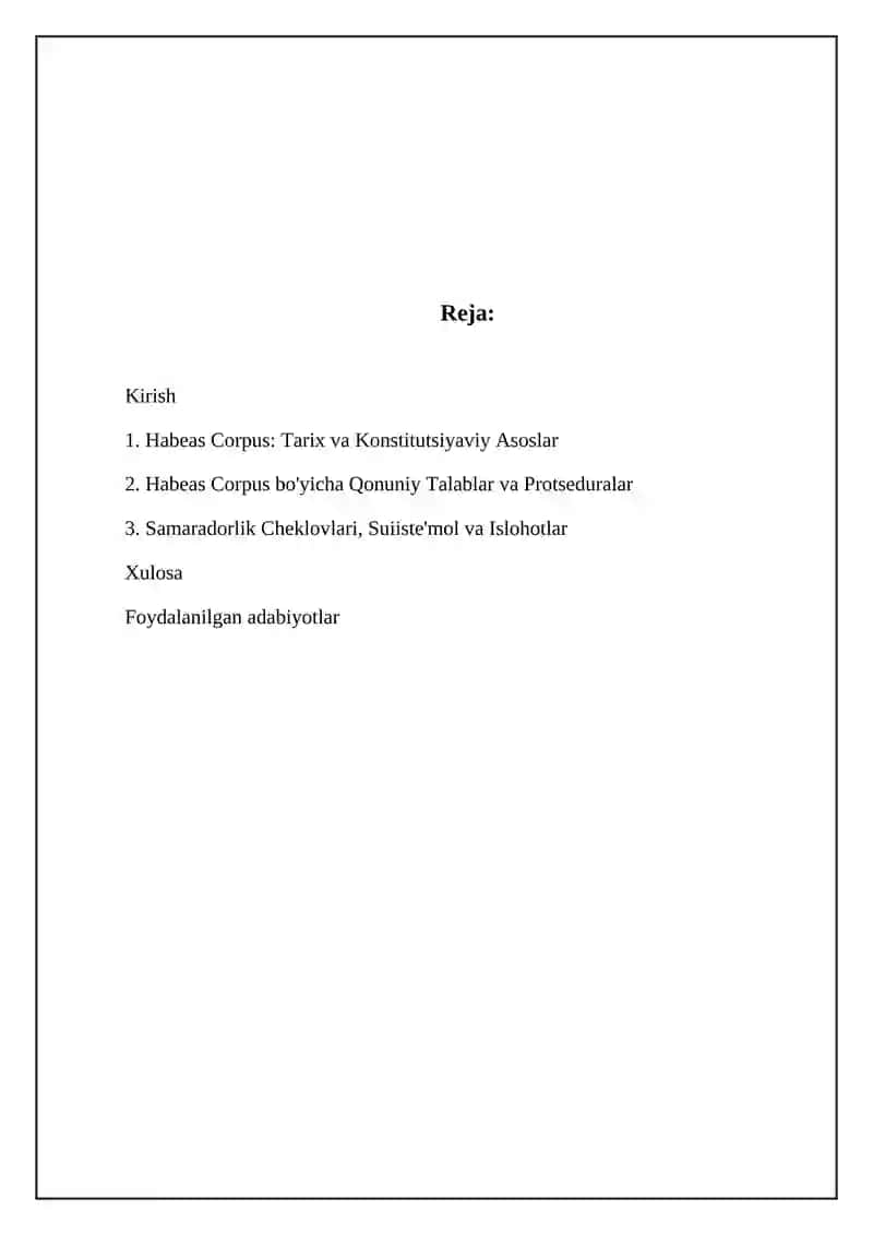 Habeas Corpus: Tarix va Konstitutsiyaviy Asoslar 2