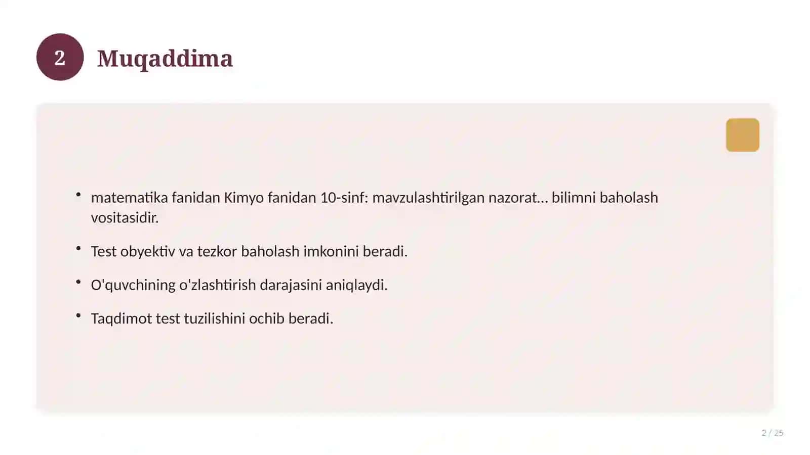 Kimyo fanidan 10-sinf: mavzulashtirilgan nazorat ishi va tahlil 2
