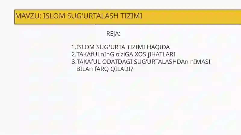ISLOM SUG'URTALASH TIZIMI 2
