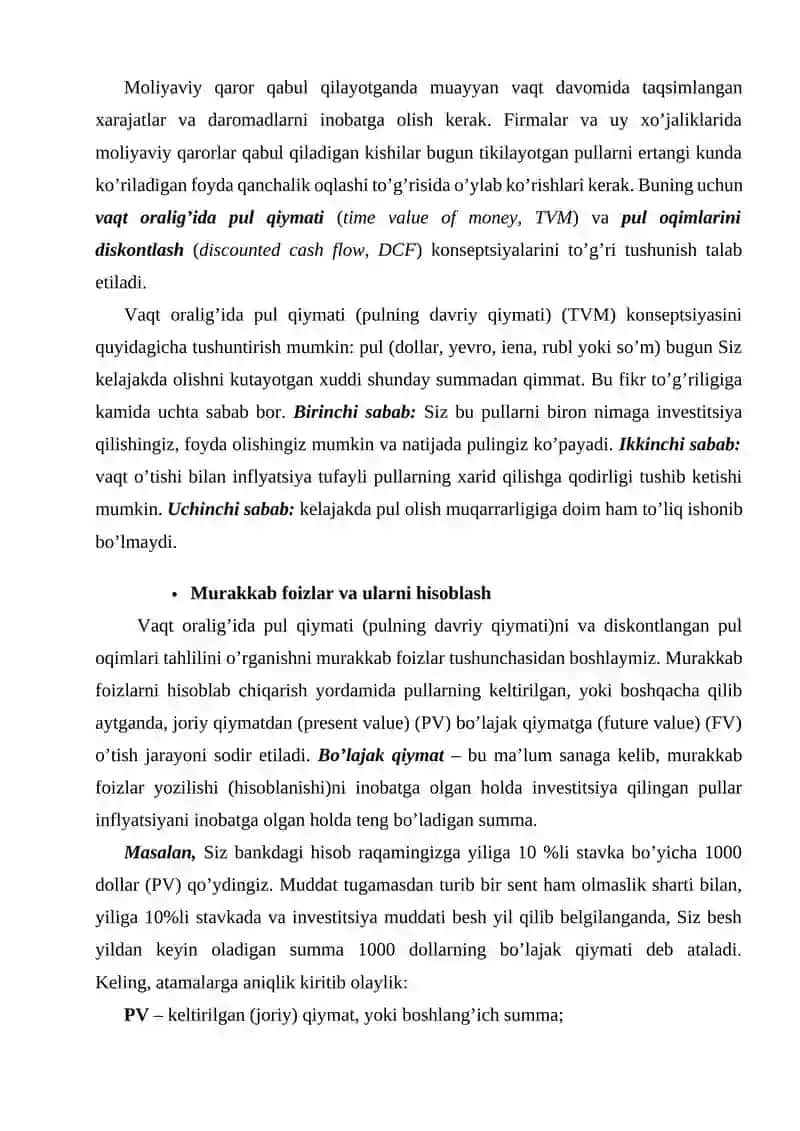 Pulning davriy qiymati 2