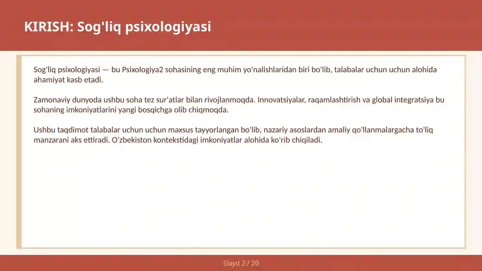 SOG'LIQ PSIXOLOGIYASI 2