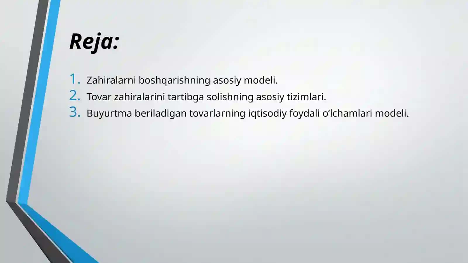 Zahiralarni boshqarish modellari 2
