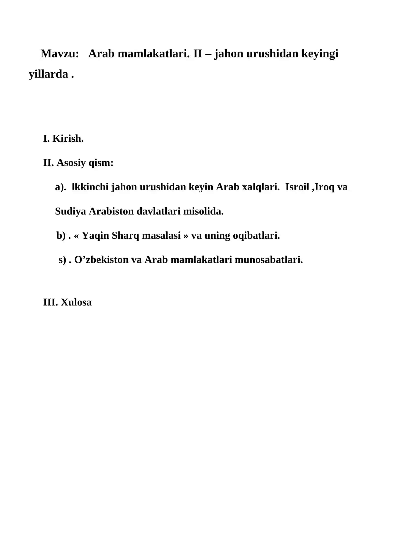 Arab mamlakatlari. II – jahon urushidan keyingi yillarda 2