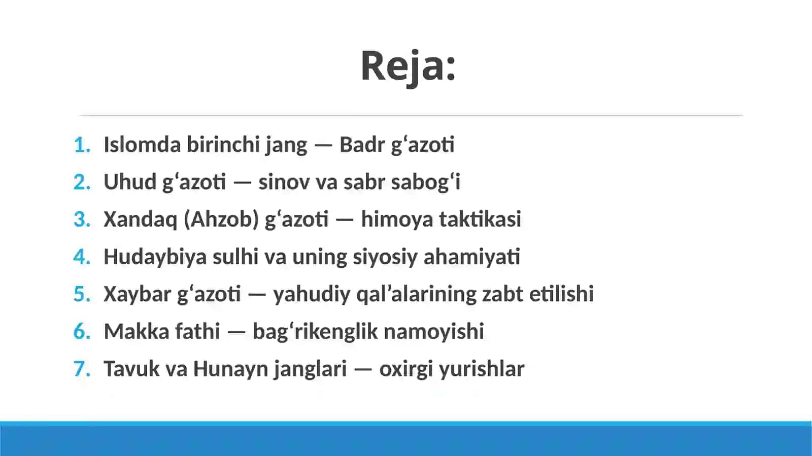 Tarixiy Muhammadiy kitobidan Paygʻambarimizni jangli yurishlari 2
