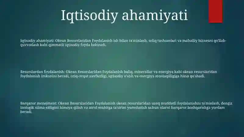 Okean Resurslaridan Foydalanish 2