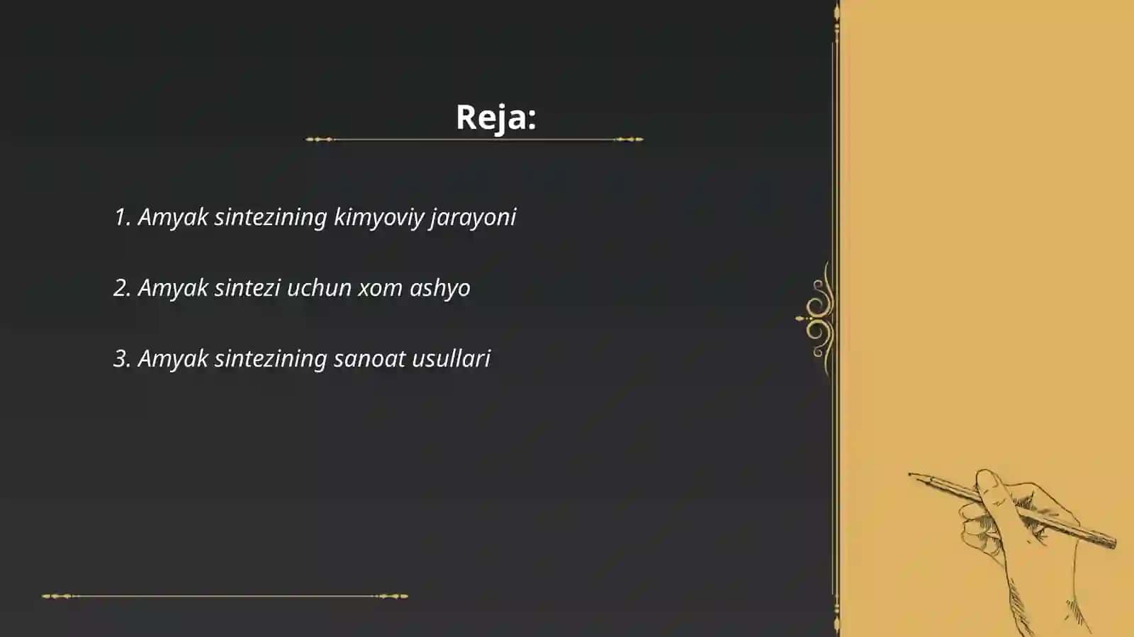 Amyak sintezi olinishi xossalari va ahamiyati 2