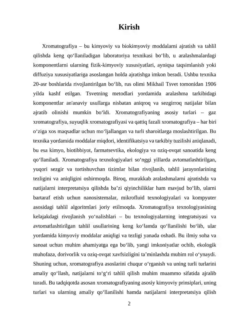 Xromatografiya va uning kimyoviy prinsiplari 2