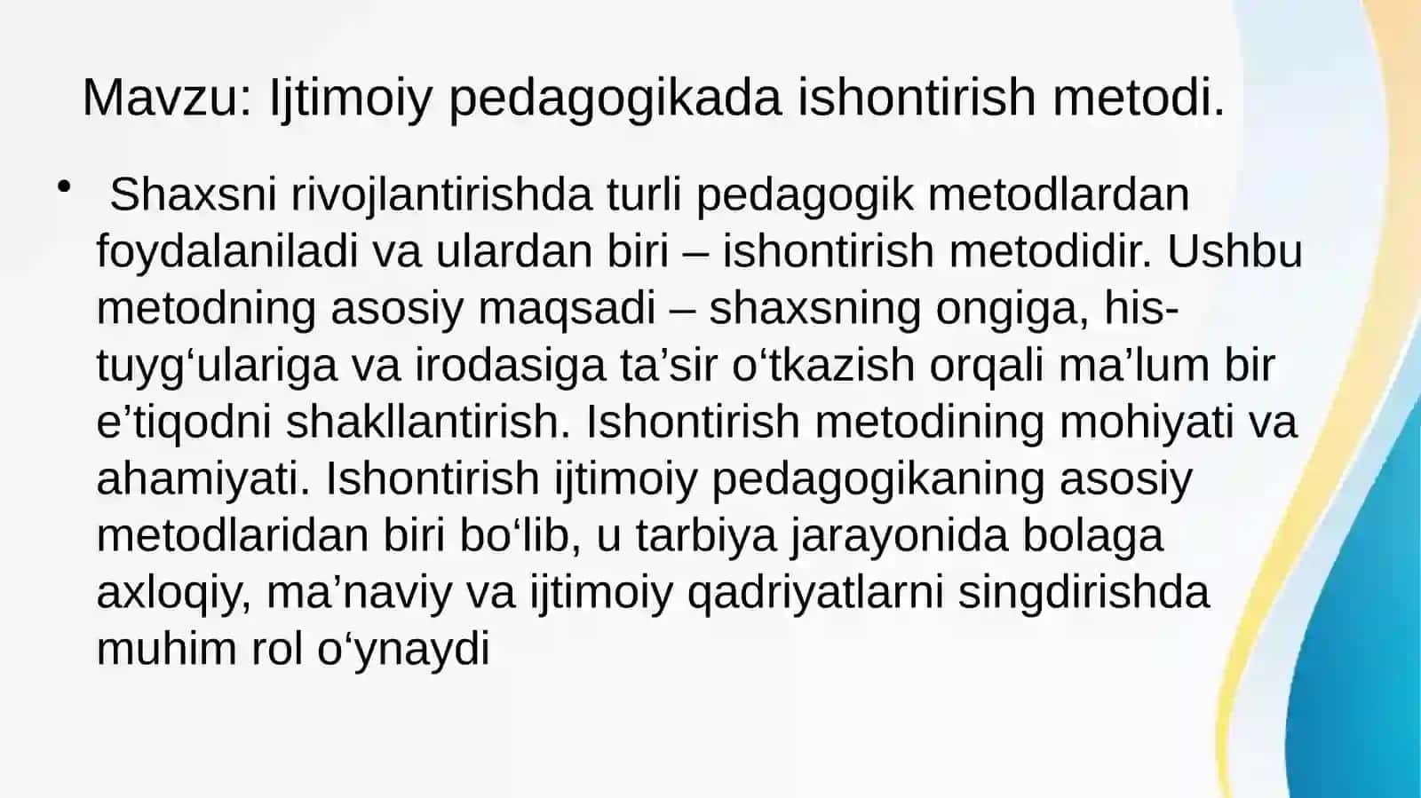 Ijtimoiy pedagogikada ishontirish metodi 2