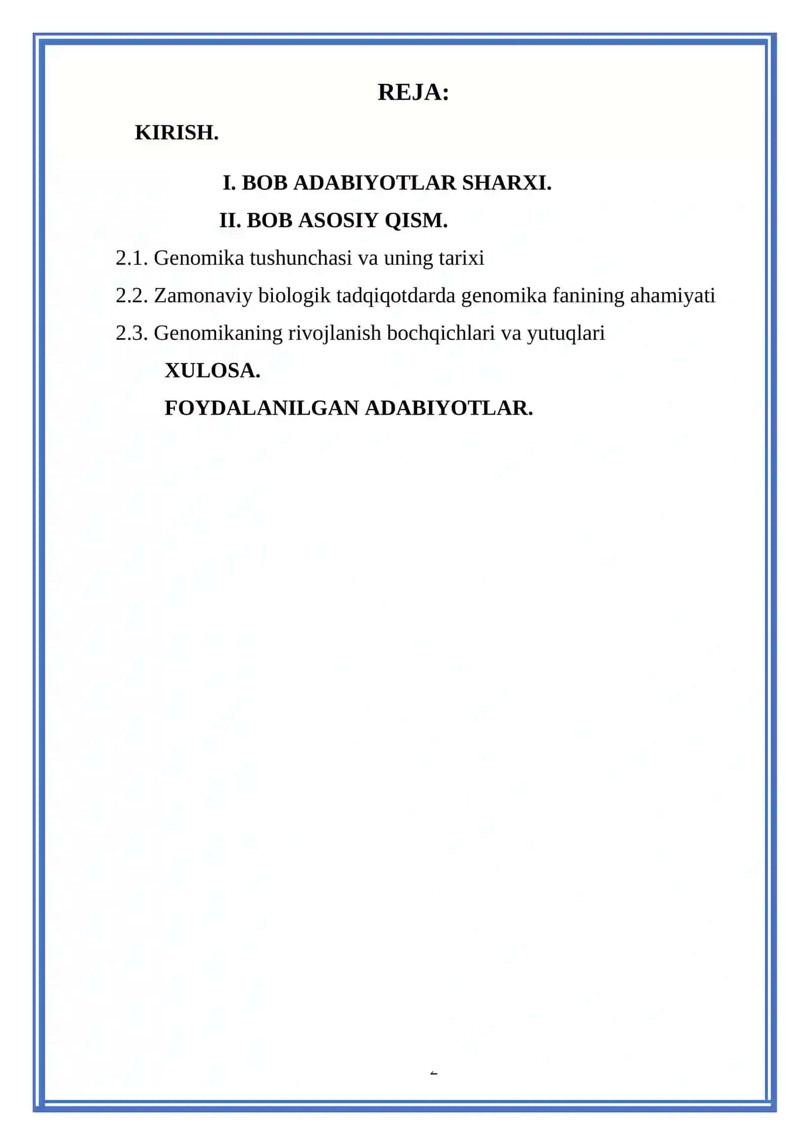 Genomika va genomika asoslari fanidan 2
