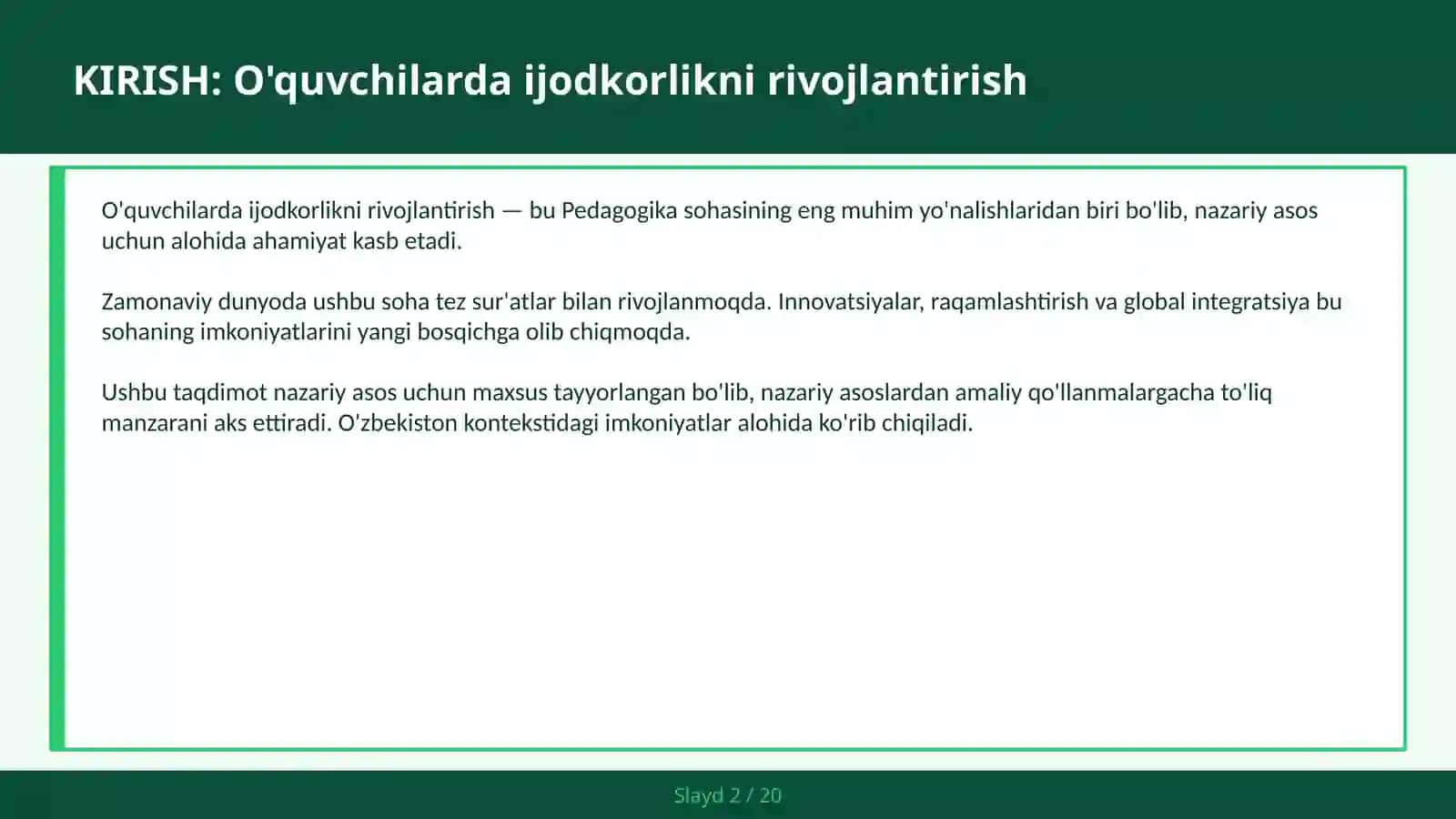 O'quvchilarda ijodkorlikni rivojlantirish 2