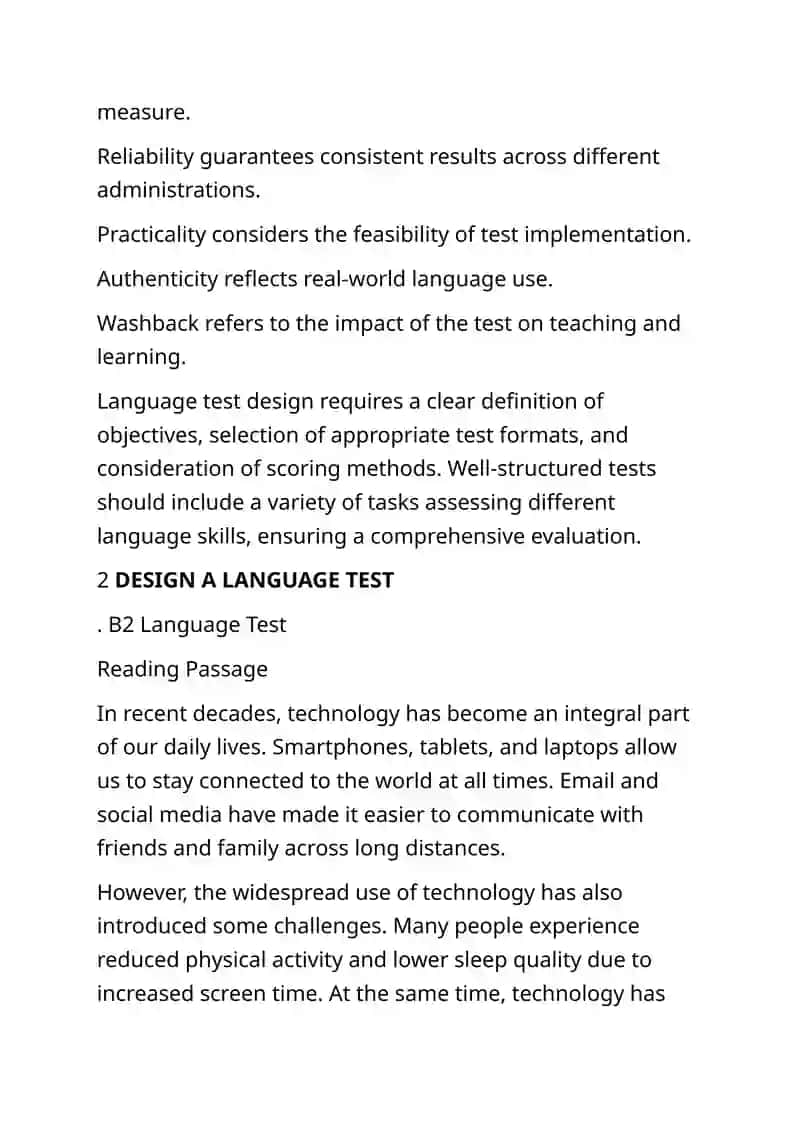 Principles of Language Assessment and Test Design 2